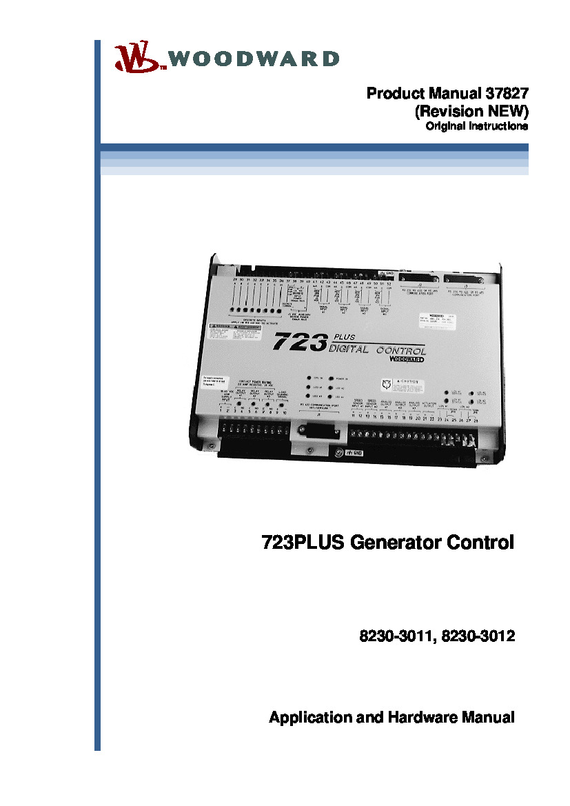 First Page Image of 8230-3012 Woodward 723PLUS Generator Control 37827.pdf